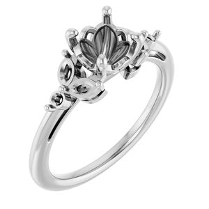 14K White Gold 6.5 mm Round Engagement Ring Mounting