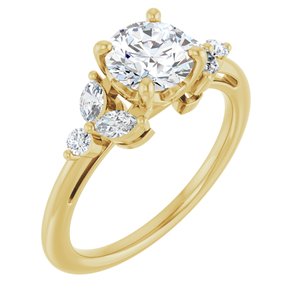 14K Yellow Gold 6.5 mm Round 1/4 CTW Lab-Grown Diamond Semi-Set Engagement Ring