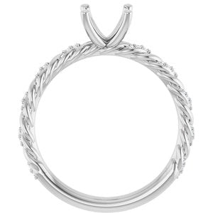 14K White Gold 5.8 mm Round 1/10 CTW Natural Diamond Semi-Set Engagement Ring