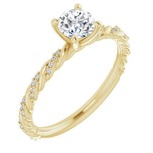14K Yellow Gold 5.2 mm Round Accented Engagement Ring Mounting