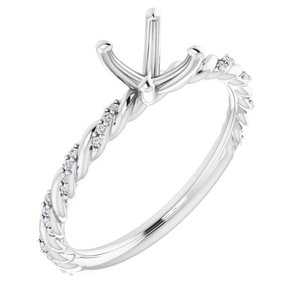 14K White Gold 5.8 mm Round 1/10 CTW Natural Diamond Semi-Set Engagement Ring