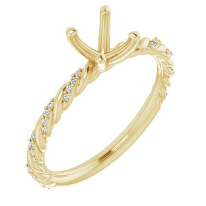 14K Yellow Gold 5.2 mm Round 1/10 CTW Natural Diamond Semi-Set Engagement Ring