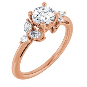 14K Rose Gold 5.8 mm Round 1/4 CTW Natural Diamond Semi-Set Engagement Ring