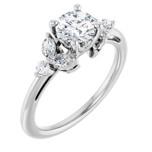 14K White Gold 5.8 mm Round 1/4 CTW Natural Diamond Semi-Set Engagement Ring