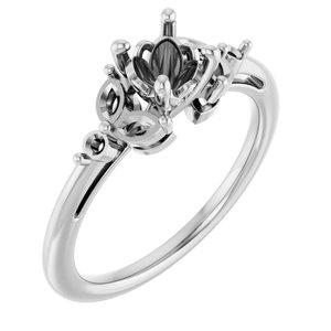 14K White Gold 5.2 mm Round Engagement Ring Mounting
