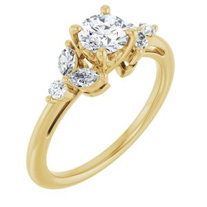 14K Yellow Gold 5.2 mm Round 1/4 CTW Natural Diamond Semi-Set Engagement Ring