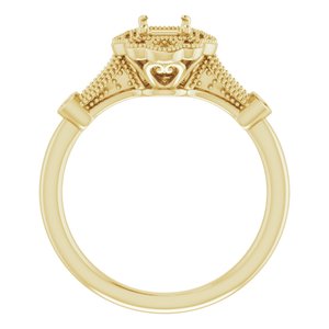 14K Yellow Gold 6x4 mm Emerald Engagement Ring Mounting