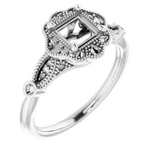 Sterling Silver 5x5 mm Square Engagement Ring Mounting