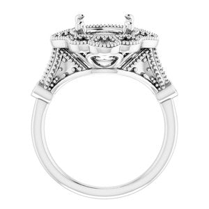 Platinum 11x9 mm Oval Engagement Ring Mounting