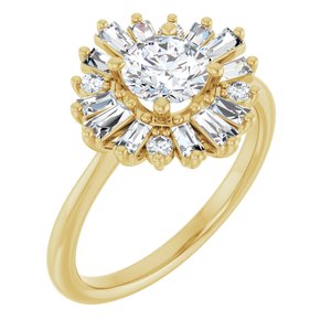 14K Yellow Gold 5.8 mm Round 1/2 CTW Natural Diamond Semi-Set Engagement Ring