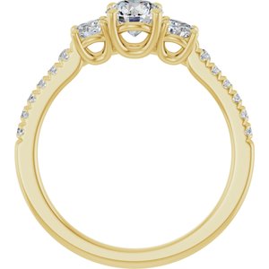 14K Yellow Gold 5.2 mm Round 3/8 CTW Natural Diamond Semi-Set Engagement Ring