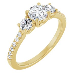 14K Yellow Gold 5.2 mm Round 3/8 CTW Natural Diamond Semi-Set Engagement Ring