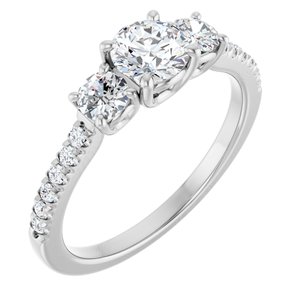 14K White Gold 5.2 mm Round 3/8 CTW Natural Diamond Semi-Set Engagement Ring