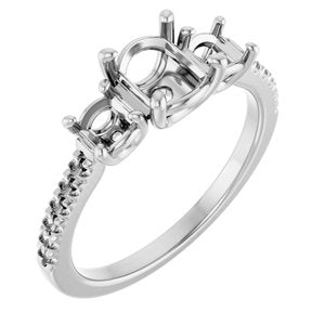 14K White Gold 6.5 mm Round Engagement Ring Mounting