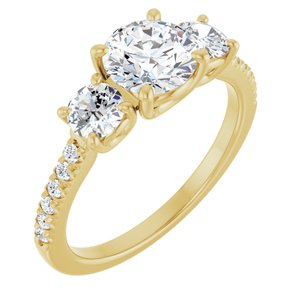 14K Yellow Gold 6.5 mm Round 3/4 CTW Lab-Grown Diamond Semi-Set Engagement Ring