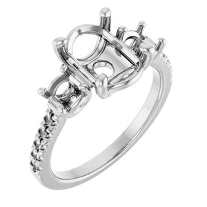 14K White Gold 10x8 mm Oval Engagement Ring Mounting