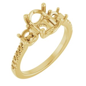 14K Yellow Gold 9x7 mm Oval Engagement Ring Mounting