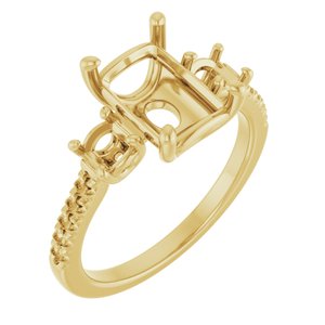 10K Yellow Gold 9x7 mm Emerald Engagement Ring Mounting