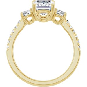 14K Yellow Gold 8x6 mm Emerald 1/2 CTW Natural Diamond Semi-Set Engagement Ring