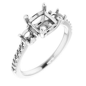 14K White Gold 6x6 mm Square Engagement Ring Mounting