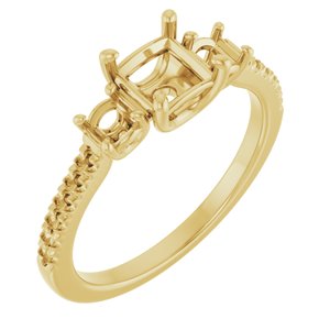 10K Yellow Gold 5x5 mm Square Engagement Ring Mounting