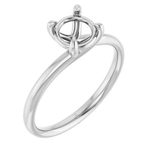 14K White Gold 6.5 mm Round Engagement Ring Mounting