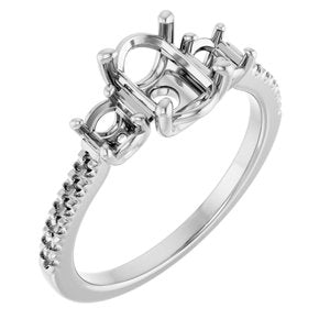 14K White Gold 8x6 mm Oval Engagement Ring Mounting