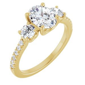 14K Yellow Gold 8x6 mm Oval 1/2 CTW Natural Diamond Semi-Set Engagement Ring