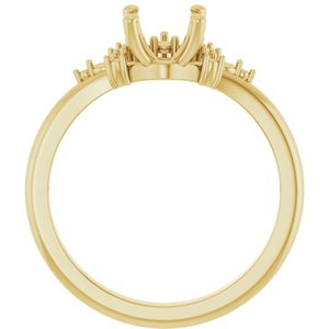 14K Yellow Gold 6.5 mm Round Accented Engagement Ring Mounting