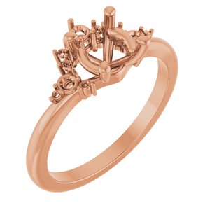 14K Rose Gold 6.5 mm Round Accented Engagement Ring Mounting
