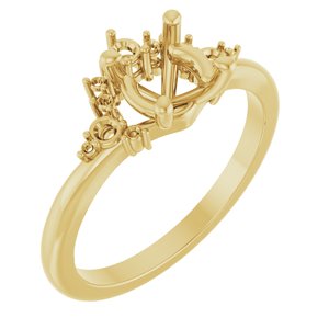 14K Yellow Gold 6.5 mm Round Accented Engagement Ring Mounting