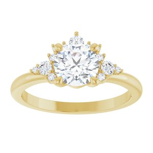 14K Yellow Gold 6.5 mm Round 1/6 CTW Lab-Grown Diamond Semi-Set Halo-Style Engagement Ring