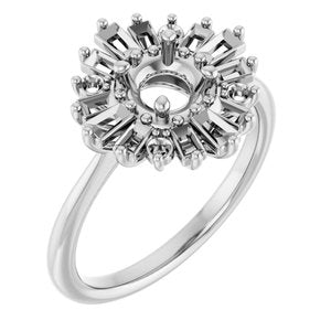 14K White Gold 5.2 mm Round Halo-Style Engagement Ring Mounting