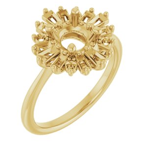 14K Yellow Gold 6.5 mm Round Halo-Style Engagement Ring Mounting