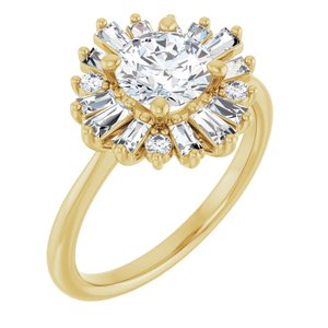 14K Yellow Gold 6.5 mm Round 1/2 CTW Natural Diamond Semi-Set Engagement Ring