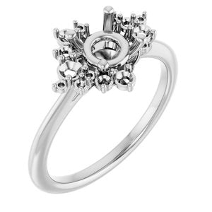14K White Gold 6.5 mm Round Engagement Ring Mounting