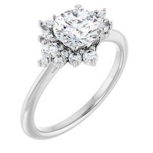 14K White Gold 6.5 mm Round 1/4 CTW Natural Diamond Semi-Set Engagement Ring