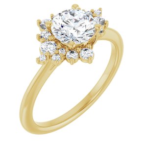 14K Yellow Gold 6.5 mm Round 1/5 CTW Natural Diamond Semi-Set Engagement Ring