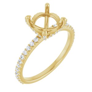 14K Yellow Gold 8 mm Round 1/3 CTW Lab-Grown Diamond Semi-Set Engagement Ring