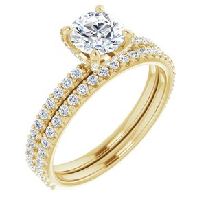 14K Yellow Gold 5.8 mm Round 1/3 CTW Natural Diamond Semi-Set Engagement Ring   