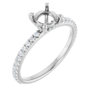 14K White Gold 5.8 mm Round 1/3 CTW Natural Diamond Semi-Set Engagement Ring