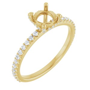 14K Yellow Gold 5.8 mm Round 1/3 CTW Natural Diamond Semi-Set Engagement Ring   