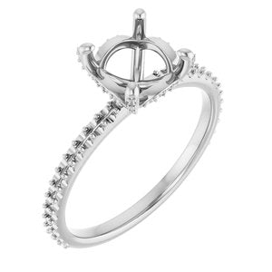 18K White Gold 7.4 mm Round Engagement Ring Mounting   