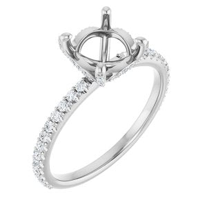 Platinum 7.4 mm Round 1/3 CTW Lab-Grown Diamond Semi-Set Engagement Ring