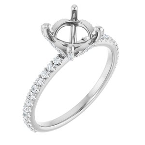 Platinum 7.4 mm Round 1/3 CTW Lab-Grown Diamond Semi-Set Engagement Ring
