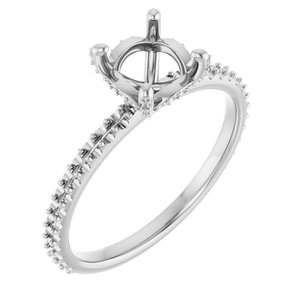 14K White Gold 6.5 mm Round Engagement Ring Mounting