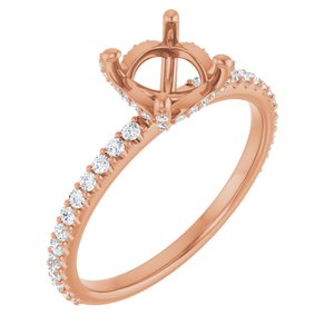 14K Rose Gold 6.5 mm Round 1/3 CTW Natural Diamond Semi-Set Engagement Ring