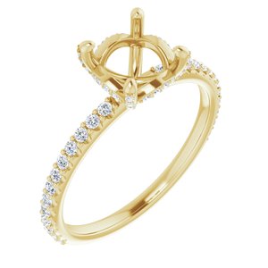 14K Yellow Gold 7 mm Round 1/3 CTW Natural Diamond Semi-Set Engagement Ring   
