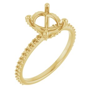 18K Yellow Gold 9x7 mm Oval Engagement Ring Mounting   