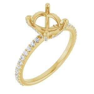 14K Yellow Gold 9 x 7 mm Oval 1/3 CTW Natural  Diamond Semi-Set Engagement Ring